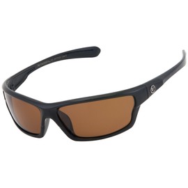 Nitrogen Men's Rectangular Sports Wrap 65mm Polarized Sunglasses (Black with Amber Lens, Amber)