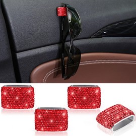 ToBeQueen Sunglass Holder for Car Dash,Eyeglasses Hanger for car,Glasses Holder for Car,Home,Office,Red