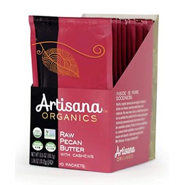 Artisana Organics Raw Pecan Butter with Cashews - No Sugar Added, Just Two Ingredients - Vegan, Paleo and Keto Snack, 1.06oz Pouches (10 Pack)