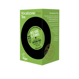 Vocalzone Tea for Throat & Voice Care - Red Sage & Fennel. Caffeine Free Herbal Tea Blend. 25 Tea Bags. Contains Liquorice Root