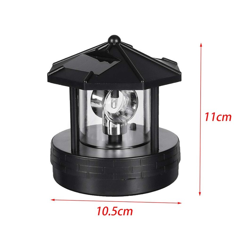 LED Solar Powered Lighthouse,360 Degree Rotating Lamp Waterproof Statue Rotating