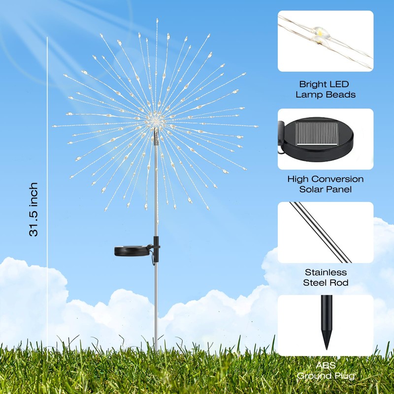 Lanthium 2 Pack Garden Decoration Solar Outdoor Light with 300