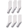 Jefferies Socks Boys 8-20 Seamless Toe Athletic Crew, White/Grey, 6-pack