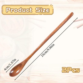 2 PCS Long Wooden Spoon, Small Wooden Coffee Spoon Long Handle Mini Stirring Spoons Cocktail Stirrer Wood Tea Spoons for Kitchen Mixing Honey Coffee Tea Beverage