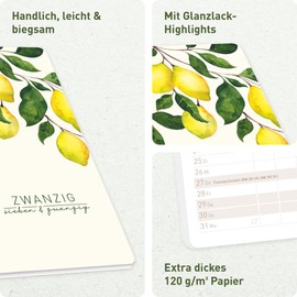 Häfft® Monthly Calendar 2027 A6+ Slim "Lemon Times" 1 Month on 2 Pages, Monthly Planner Small, Pocket Calendar 2027 with Year & Holiday Overview - Sustainable & Climate Friendly