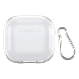 Transparent Protective Case Cover for AirPods 4, Clear Fit Shockproof Full Case Cover Anti-Fall Anti-Yellowing Wireless Charging Full Protection Soft Cover With Carabiner Transparent Protective Case