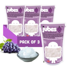 Jubes Grape Nata De Coco Jelly Cubes (12.7 oz, Pack of 3) - Grape Coconut Jelly Cubes for Sago - Coconut Gel in Syrup Toppings for Fruit Tea, Boba, Bubble Tea, Drinks, Desserts Yogurt, Ice Cream, Beverage