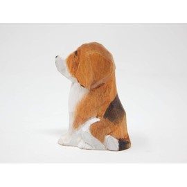 Selsela Hand-Carved Beagle Dog Figurine - Miniature Small Wooden Puppy Statue Carving, Handmade Home Decor Small Animals Pet Canine Hound for Home Decor & Collectibles