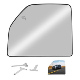 Power Heated Upper Mirror Glass, Compatible with 2015-2022 Ford F150 Truck F250 F350 F450 F550 Super Duty, Replace FL3Z17K707T Left Driver Side View Heated Upper Convex Mirrors Glass with Rear Holder