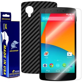 ArmorSuit MilitaryShield - Google Nexus 5 Screen Protector + Black Carbon Fiber Full Body Skin Protector / Front Anti-Bubble Ultra HD - Extreme Clarity & Touch Responsive Shield with Lifetime Free Replacements - Retail Packaging