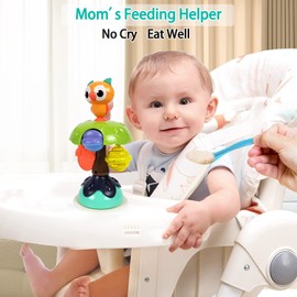 IIROMECI Baby Rasseln Spielzeug 6 bis 12 Monate, Baby Hochstuhl Spielzeug mit Saugnapf, Kleinkinder sensorische Entwicklung Tablett Spielzeug, Kleinkinder Geburtstag Geschenke für Kinder (Owl)