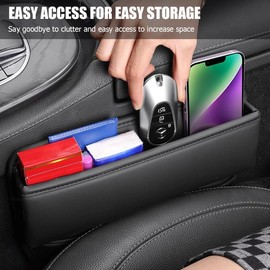 Adunsiaoto PU Leather Multifunctional Storage Box for Car Seats, Side Pocket for Car Seats, Car Seat Storage Box, Car Seat Gap Filler Organiser, Side Seat Organiser (Brown)