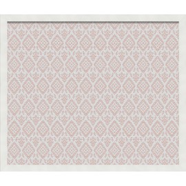PinPix pin Cork Bulletin Board Made from Canvas, Ikat Vintage Grapefruit 24x20 Inches (Completed Size) and Framed in Satin White Frame (PinPix-1600-24x20_FRBW26074)