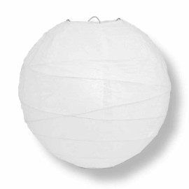 Quasimoon 12" White Round Paper Lantern, Crisscross Ribbing, Chinese Hanging ...