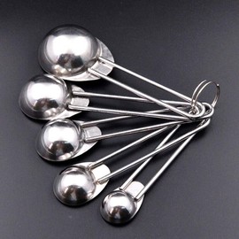 Stainless Steel Measuring Spoons BE-TOOL 5pcs Stainless Steel Measuring Spoons Set Metal Cooking Baking Kitchen 15ml,10ml,5ml, 2.5ml,1.25ml