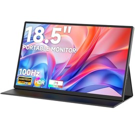 qaf Portable Monitor 18.5 inch, 100HZ 1080P 100% sRGB, Ultra-Slim & Lightweight Frameless FHD IPS HDR Gaming Display, Travel Second Monitor for Laptop with VESA & Speakers, Black