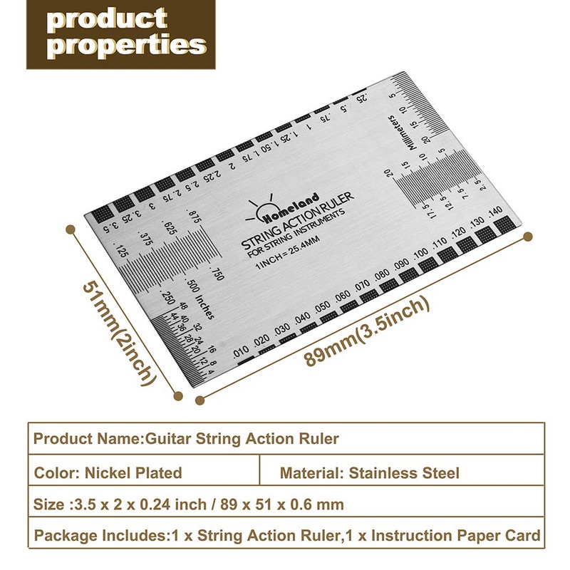 Alnicov Stainless Steel String Action Ruler Guitar Setup Gauge Luthier