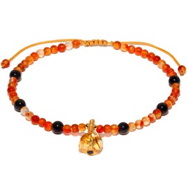 Wizock Reiki Black Obsidian Beaded Anklet Protection Irregular Citrine Charms Ankle Bracelets for Women Energy Beach Foot Jewelry Gifts (Orange Agate)