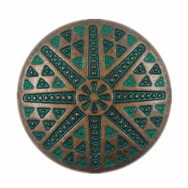 Bezelry 10 Pieces Tribal Sun Metal Shank Buttons. 23mm (7/8 inch) (Copper Green)