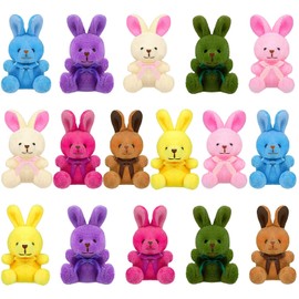 ELCOHO - Paquete de 16 conejitos de peluche de Pascua, conejitos de peluche, cestas de Pascua, relleno para fiesta de Pascua
