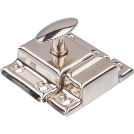 Nickel Plated Small Stamped Cabinet Latch - Antique Reproduction Oval Turn Latch | UA-141-LPN (4)