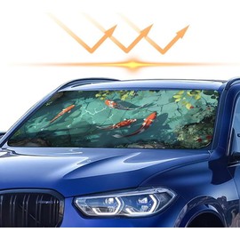 TXWWXT Car Sun Shade for Koi,Universal Fit Windshield Sunshade for Cars, SUVs, UV Protection & Heat Resistant Foldable Automotive Sun Shield,Summer Accessories Cute Cartoon Funny 59"x27.5"