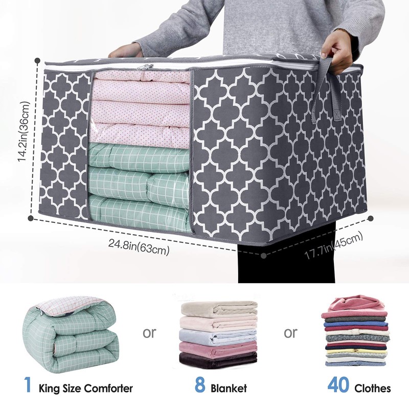 WISELIFE Storage Bags, Large Blanket Clothes Organization and Storage Containers