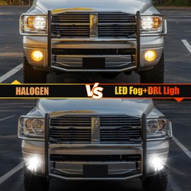 R&F Auto Fog Lights with DRL Compatible with Ram 1500 (2002-2008), Luces Antiniebla for Ram 2500 3500 (2003-2009) Pickup Trucks Faros Led Foglight Assembly Daytime Running Light