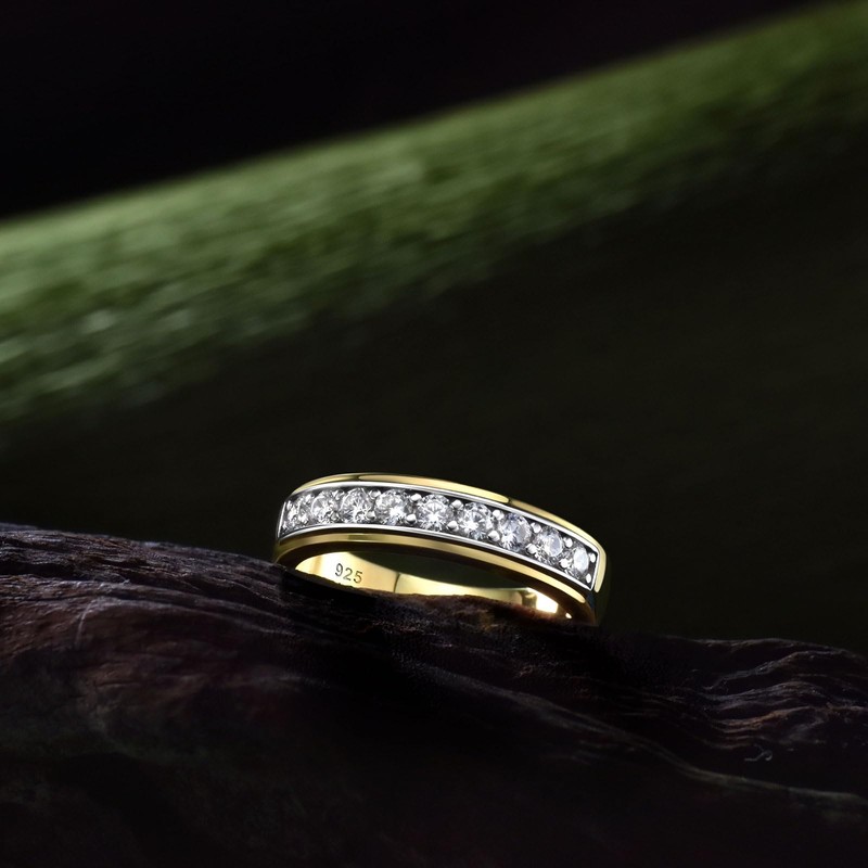 SweetJew Mens wedding Band 925 Sterling Silver Gold Rings For