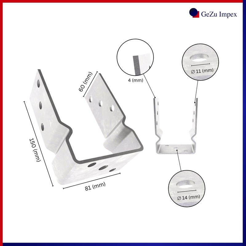 U-Post Support for Doweling with Bead, Hot-Dip Galvanised 81 mm