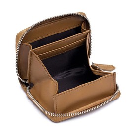 AprinCtempsD RFID Blocking Women‘s Small Wallet Genuine Leather Ladies Mini Purse with Coin Pocket Men's Credit Card Organizer Change Pouch with Zip (Brown)