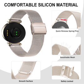 VELULYX Metal Band Compatible with Garmin Lily 2, 14mm Stainless Steel Band for Garmin Lily 2 ladies