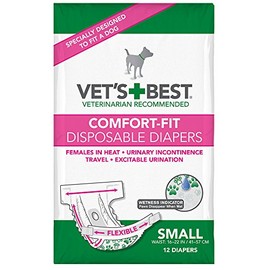 Vet's Best 12 Count Comfort Fit Disposable Female Dog Diapers, Small