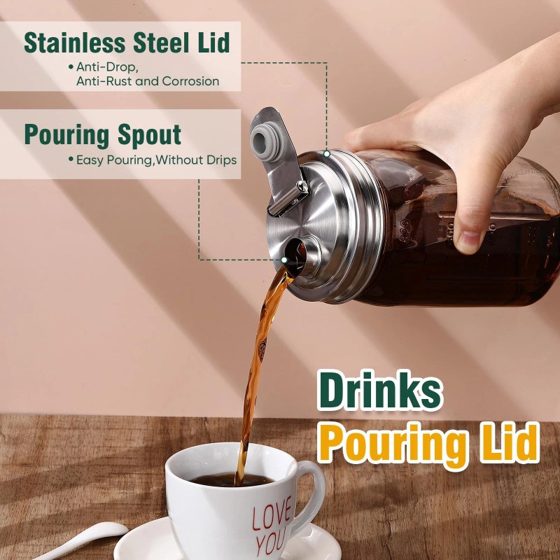 Baderke 4 Pcs Stainless Steel Mason Jar Pour Spout Lid