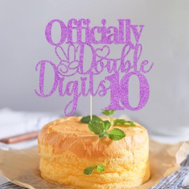 Sleyberoy - Decoración para tartas de doble dígito, 10 dígitos, 10 dígitos, 10 unidades, para niños, niñas, feliz décimo o diez cumpleaños, decoración seleccionada (oficialmente, púrpura)