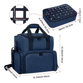 YAHOURWAT Nail Polish Organizer Bag 80 Bottles Large Capacity Travel Storage Case with 2 Detachable Bags, Designed for Women's Nail Tools, Essential Oils and Cosmetics Sets Blue