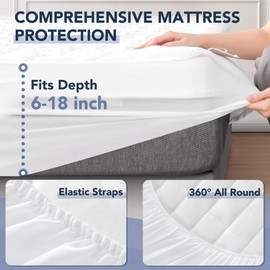 BDEUS Twin Quilted Fitted Mattress Pad, Soft and Breathable Mattress Protector with 180 GSM Down Alternative Fillings, Noiseless Mattress Cover with 6-18" Deep Pocket,Women's Gift Idea.