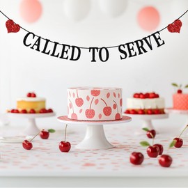 Called to Serve Banner, LDS Missionary Call Theme Decoration Supplies, Graduation/Farewell/Retired/Going Away/Leaving Party Decorations Black & Red Glitter