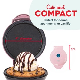DASH Mini Maker Electric Round Griddle for Individual Pancakes, Cookies, Eggs & other on the go Breakfast, Lunch & Snacks with Indicator Light + Included Recipe Book - Pink