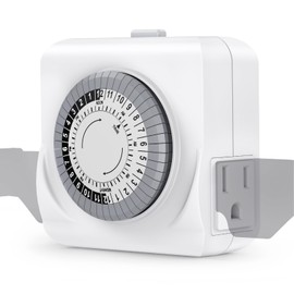 Timers for Electrical Outlets Indoor, Dual 3 Prong Outlet, 24-Hour Plug-in Mechanical Lights Timer for Christmas Lights, Grow Lights, 30-Minute Intervals, Daily Cycle, ETL Listed