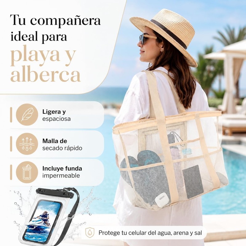 Bolsa de Playa de Malla para Mujer – Plegable e