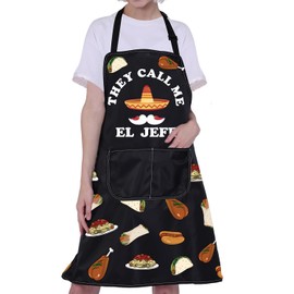 They Call Me El Jefes Apron Funny Mexican Boss Chef Gifts Kitchen Cooking Grilling Apron with Pockets Boss Joke El Jefes Gift