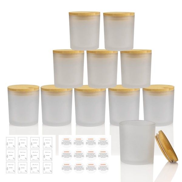 YZEROBAMB 12 Pack 10 OZ TThick Heat-Resistant Glass Candle Jars