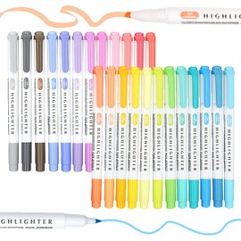 EooUooIP Pastel Highlighter Pens, 25 Pieces, Double Tip, Quick Drying, Pastel Highlighter Set Bible Pen, Soft Chisel Tip, Marker for Highlight Journal, Stationery