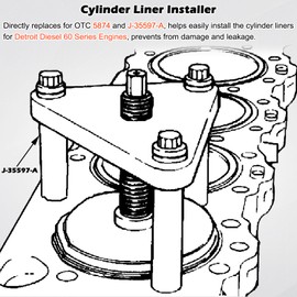 J-35597-A Cylinder Liner Installer Tool Fits for Detroit Diesel 60 Series Engines DD60 Tool Alternative, Directly Replaces for OEM Part Number 5874