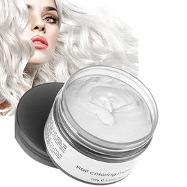 Temporary White Hair Color Wax, AISONBOO Instant Hairstyle Cream 4.23 oz Hair Pomades Hairstyle Wax for Men and Women, Washable Temporary,Party Cosplay (White)