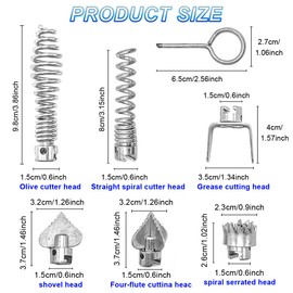7 Pcs Drain Cleaner Combination Cutter Head Set 16mm Drain Snake Drill Attachmet Drain Snake Attachment for Pipeline Dredging Machine