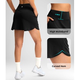 SANTINY Golf Skirts for Women Tennis Skirt High Waisted Skorts for Woman Athletic Pickleball Casual Skort with Pockets(Black_M)