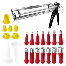 2Pcs Caulking Gun, 9 Inch Dripless Caulking Gun with 16 Pcs Nozzle, Aluminium Silicone Caulk Gun No Drip Hand Caulking Guns Tool for Caulking Filling Sealing for Tiles, Window