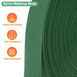 M METERXITY Flat Nylon Webbing Strap 1 Inch Wide 10 Yards Strong Nylon Strapping Upholstery Backpack Straps for Bags/Luggage/Cargo/Repairing/Indoor Outdoor [Grass Green, 1.1mm Thk]